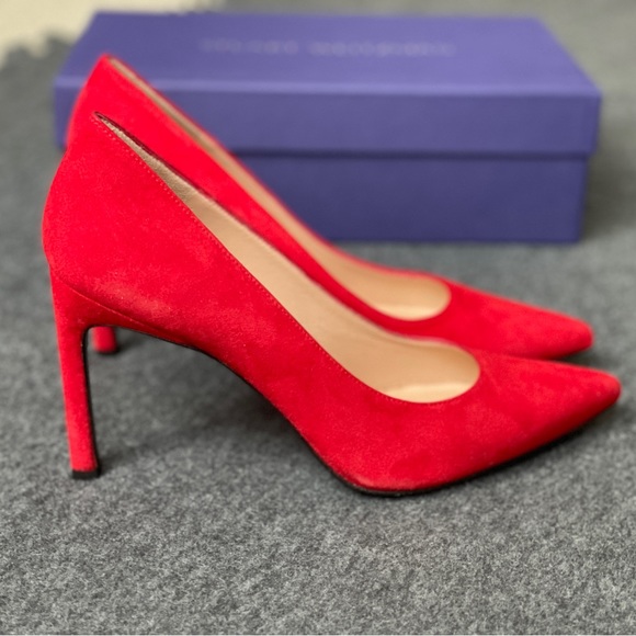 Stuart Weitzman Heist Pump Red Suede - Picture 2 of 4